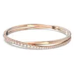 Swarovski Bracelet-jonc Twist femme, métal poli, pierres blanches éclatantes et placage de ton or rosé