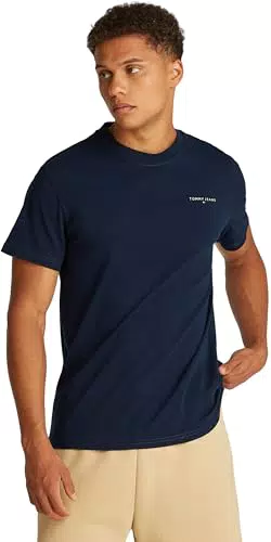Tommy Jeans T-Shirt Manches Courtes Homme Slim Linear Chest Tee avec Col Ras-du-Cou