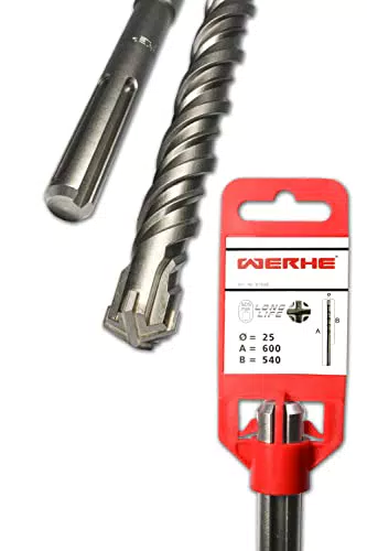 WERHE SDS Max Perceuse à béton 25 x 600 mm pour travaux de maçonnerie