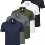 ZENGVEE 5er Pack Polo Homme Manches Courtes Golf Sport Respirant Séchage Rapide Tee Shirt Homme T-Shirts à Manches Courtes Rugby Travail T Shirt Running Outdoor Tshirt Loisirs
