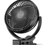 Koonie Ventilateur à Clip Portable 10000 mAh - 4 Vitesses, Idéal Pour Voyage et Camping