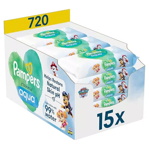 Pampers Harmonie Aqua Lingettes Pour Bébé - Lotion Douce 99% d'Eau