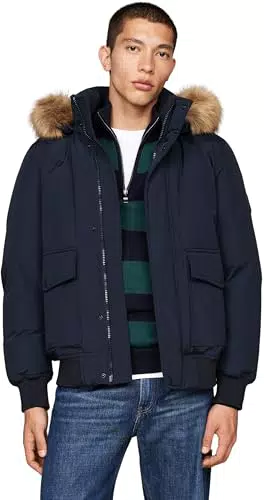 Tommy Hilfiger Doudoune Homme Rockie Down Bomber avec Capuche Amovible