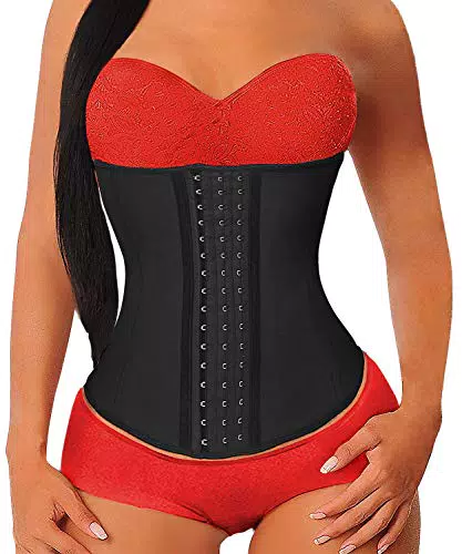 YIANNA Femme Gaine Amincissante Ventre Plat Latex Corset Minceur Waist Trainer Sport Body Gainant Serre Taille Bustier Noir U37G
