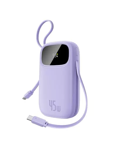 Baseus Powerbank 20000mAh 45W avec Câbles USB-C Intégrés, Power Bank PD3.0 QC4.0