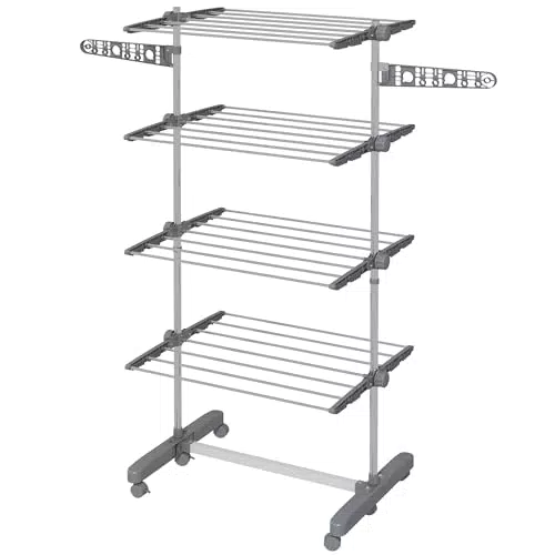 HOMCOM Séchoir à Linge Pliable avec Ailes Latérales - 4 Niveaux