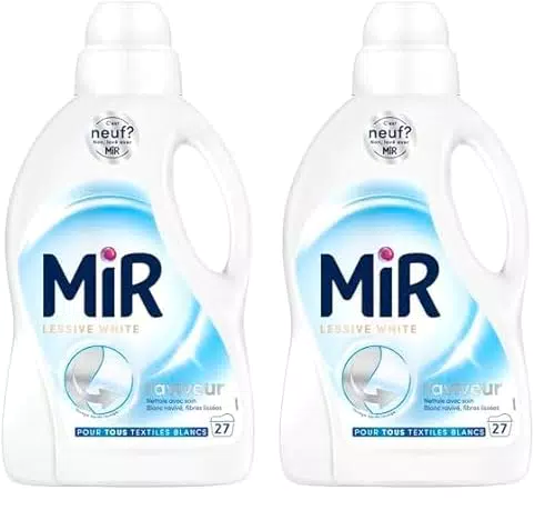 Mir Lessive Liquide 3 en 1 - Nettoyage Doux pour Textiles Blancs