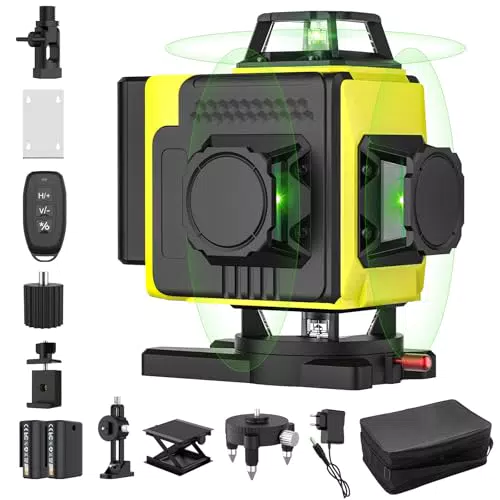 Niveau Laser Autonivelant 360° - Laser 4D avec Mode Impulsion et Télécommande