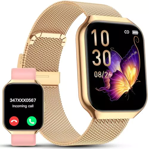 Taopodo Montre Connectée Femme avec Appel Bluetooth, 120+ Modes Sportifs, Moniteur Santé