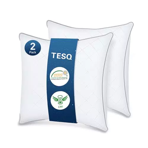 TESQ Oreiller Luxe Hypoallergénique Respirant Certifié Oeko-TEX pour Tous types de Sommeil