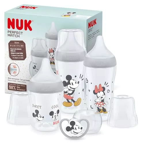 NUK Tétines Perfect Match 0+ mois, Évent anti-coliques en silicone sans BPA