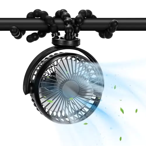 Ventilateur Portable 360° - Autonomie de 40 Heures pour Poussette et Bureau