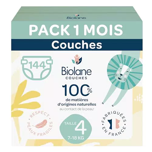 BIOLANE - Couches bébé taille 4 - - Peaux Sensibles - Ultra-Absorbant