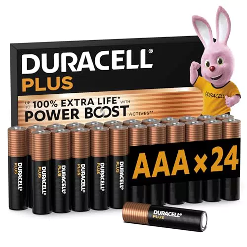 DURACELL Plus Piles AAA Piles Alcalines 1, 5 VDurent jusqu’à 100 % plus longtemps grâce aux Actifs POWER BOOSTFiable pour vos Appareils du QuotidienEmballage 0 % PlastiqueMN2400