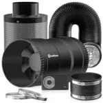 Hon&Guan Kit de ventilation 100 mm avec régulateur de vitesse et filtre à charbon actif