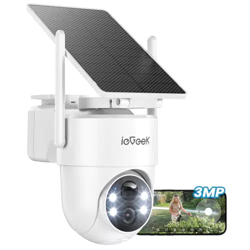 ieGeek Caméra de Surveillance WiFi Extérieure Solaire PTZ 360° avec Détection PIR