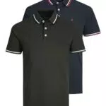 JACK & JONES Homme Jjepaulos Polo 2pk Mp T-shirt, Bright Cobalt/Blanc