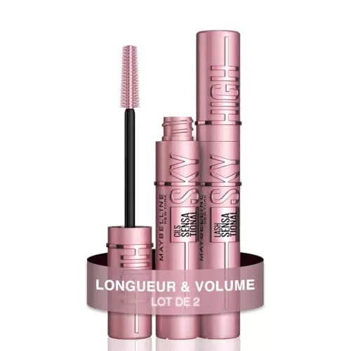 Maybelline New-York - Mascara Volume et Longueur - Sky High - Teinte : Very Black - 2 x 7