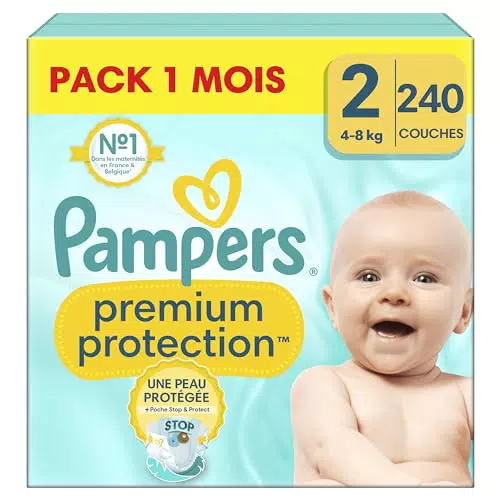 Pampers Premium Protection - Couches Double Protection pour la Peau et Anti-Fuites