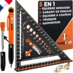 Thorvald Équerre Menuisier Multifonction en Aluminium - Trusquin et Rapporteur