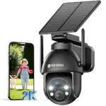 YESYAMO Caméra de Surveillance WiFi Solaire 2K PTZ avec Vision Nocturne et Audio