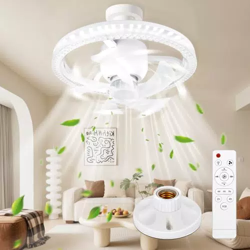 YOOHBERRYS Ventilateur de Plafond Silencieux avec Lumière et Télécommande