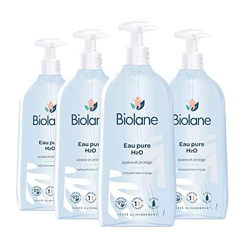 BIOLANE - Lot de 4 Flacons Eau Pure H2O - Nettoyant pour le visage