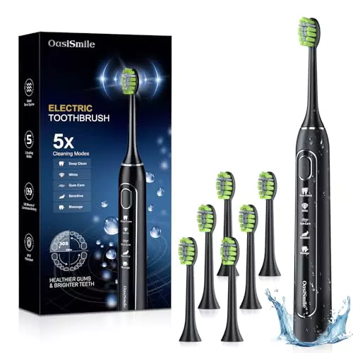 Brosse à Dent Électrique Sonic pour Adultes, Autonomie de 100 Jours, 5 Modes