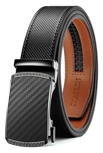 CHAOREN Ceinture Hommes Sans Boucle - Ceinture Automatique en Cuir pour Homme -Taille Ajustable