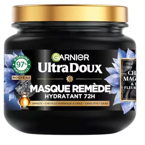 Garnier Ultra Doux - Masque Hydratant au Charbon Magnétique et Fleur de Nigelle