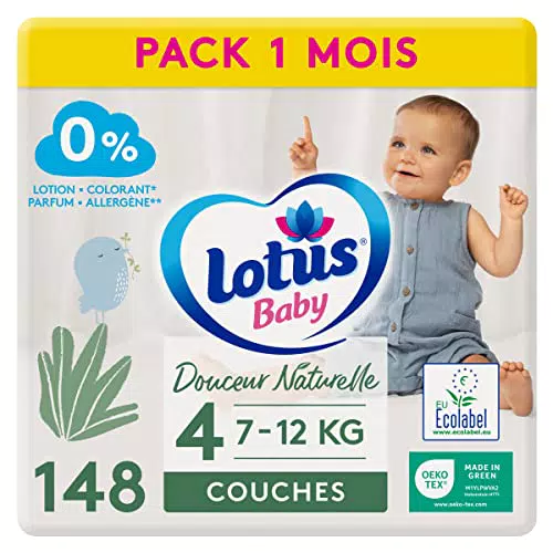 Lotus Baby Douceur Naturelle - Couches Taille 4 Pack 1 mois - 148 Unité