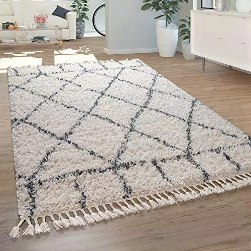 Paco Home Tapis Shaggy Motifs Variés pour Salon et Chambre - 200x290 cm