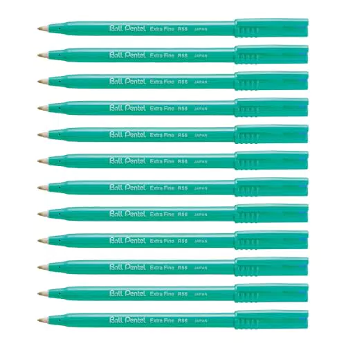 Pentel R56-C Lot de 12 Feutres à bille pointe 0, 6 mm Bleu