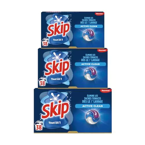 Skip Lessive liquide capsules 3 en 1 - Fraîcheur intense et résultat impeccable