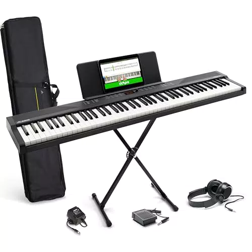 Alesis Piano numérique 88 touches avec haut-parleurs, MIDI USB et accessoires