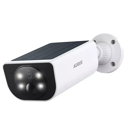 AOQEE Caméra de Surveillance WiFi Extérieure 2K, Batterie Solaire, Étanche IP65, Détection AI