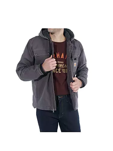 Carhartt Veste de Travail en Toile Lourde Délavée avec Doublure Sherpa Homme