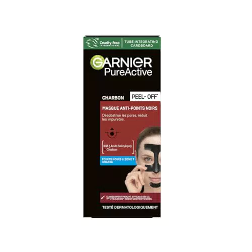 GARNIER Masque Peel-Off Anti-Points Noirs - Charbon & Acide Salicylique Vegan