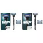 Gillette Mach3 Rasoir pour Homme, 3 Lames avec Manche en Acier Inoxydable