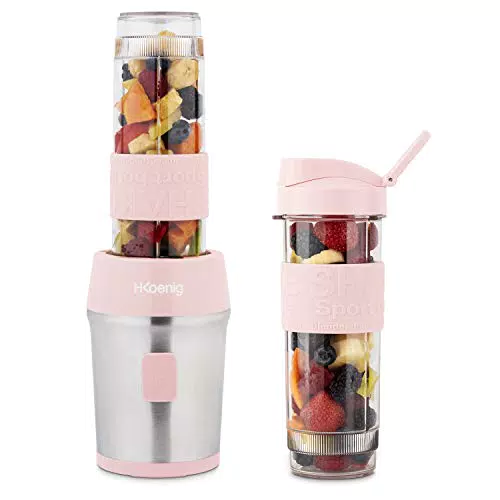 H.Koenig Mixeur SMOO12 - Mini Blender 300W, 4 Lames Inox, Sans BPA, 2 Bouteilles