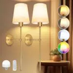 Ketom lampe murale LED sans fil rechargeable avec télécommande et abat-jour tissu