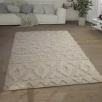 Paco Home Tapis Shaggy 3D Ethno Boho Vintage pour Salon