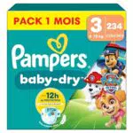 Pampers Baby-Dry - Protection intégrale contre les fuites jusqu'à 12h, édition limitée Pat’Patrouille