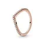 Pandora Bague Chevron Vœu Scintillant Plaqué Or Rose 14 Carats avec Zircones