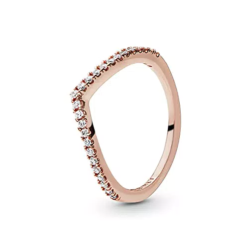 Pandora Bague Chevron Vœu Scintillant Plaqué Or Rose 14 Carats avec Zircones