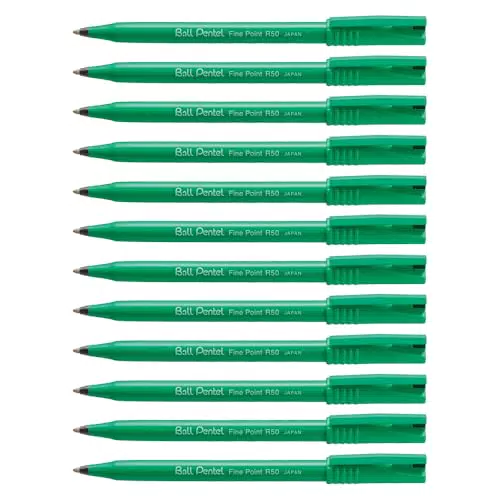 Pentel Ball Pentel R50-A Feutre a bille 0, 8 mm Encre Noire Pack de 12