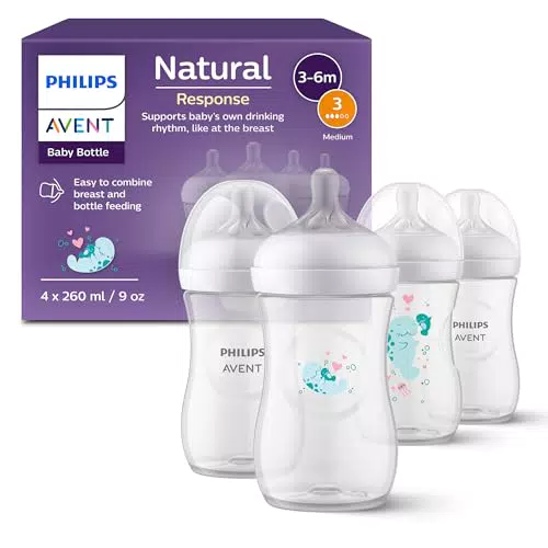 Philips Avent Natural Response - Biberons 260 ml avec tétines T3 (modèle SCY903/61)