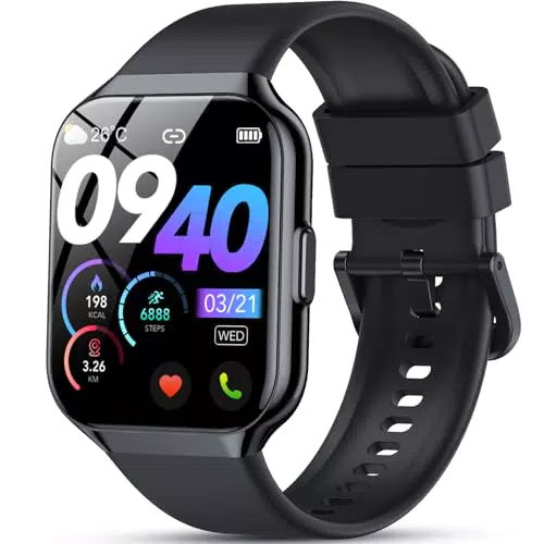 QCOQ® Montre Connectée Sport avec Appel Bluetooth et Moniteur de Santé