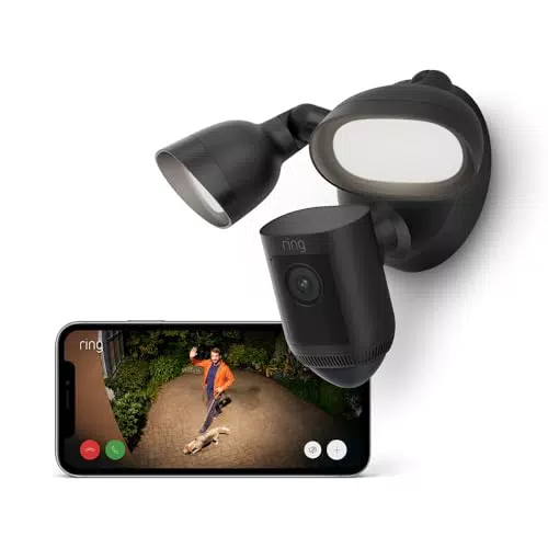 Ring Caméra Floodlight Pro - Caméra de surveillance extérieure 1080p, détection 3D