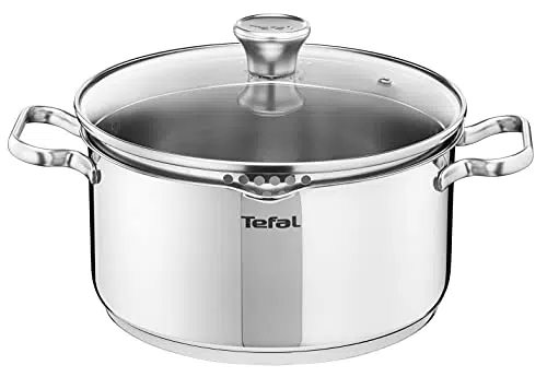 Tefal Duetto A7054265 Faitout Induction en Acier Inoxydable avec Couvercle Filtrant